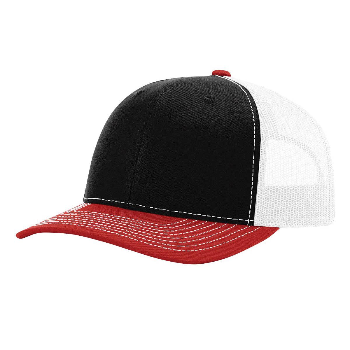 Richardson 112 Classic Premium Trucker Hat, Snapback Cap: Black/White