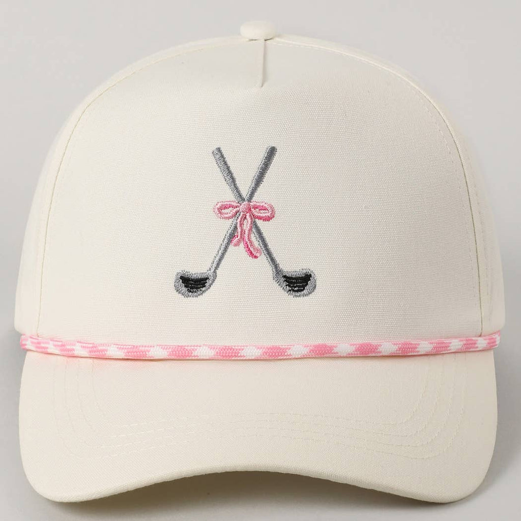 Golf Clubs with Ribbon Embroidered Trucker Hat: Green / ONE SIZE