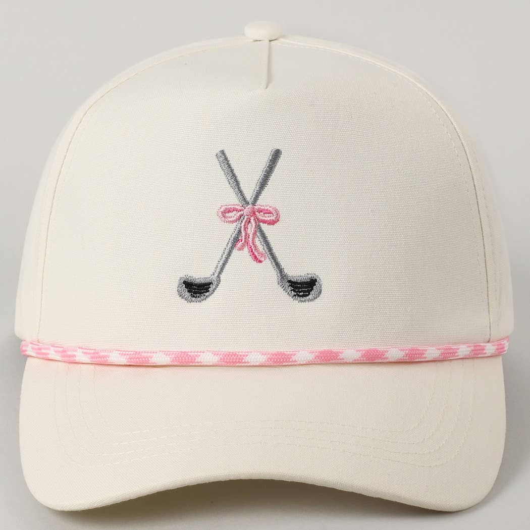 Golf Clubs with Ribbon Embroidered Trucker Hat: Green / ONE SIZE