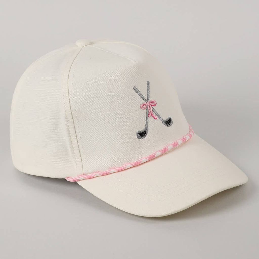 Golf Clubs with Ribbon Embroidered Trucker Hat: Green / ONE SIZE