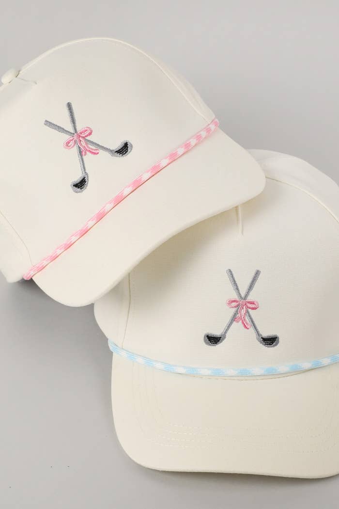 Golf Clubs with Ribbon Embroidered Trucker Hat: Green / ONE SIZE