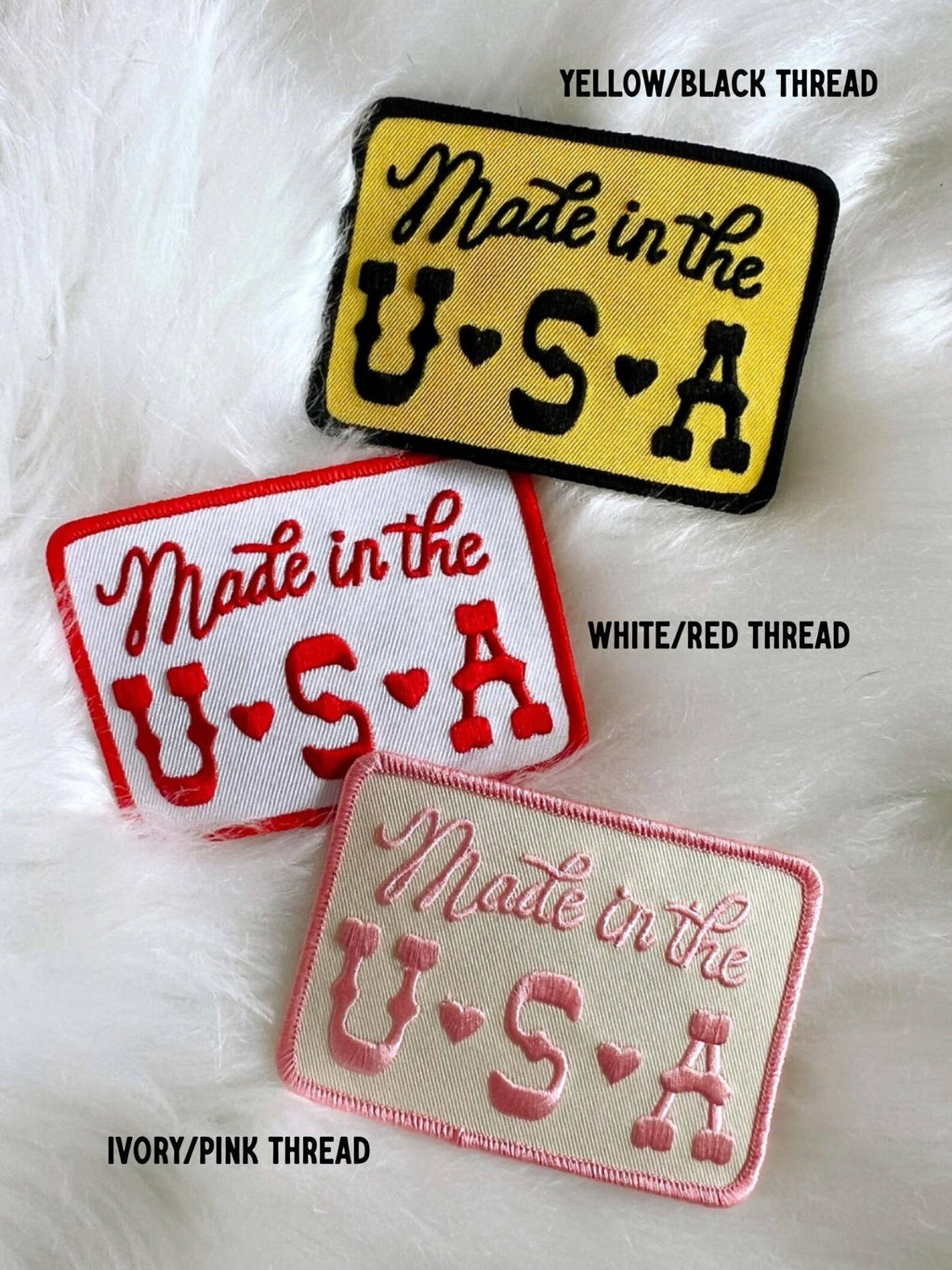 Made in the USA Patch Trucker Hat: White / White/Red Thread