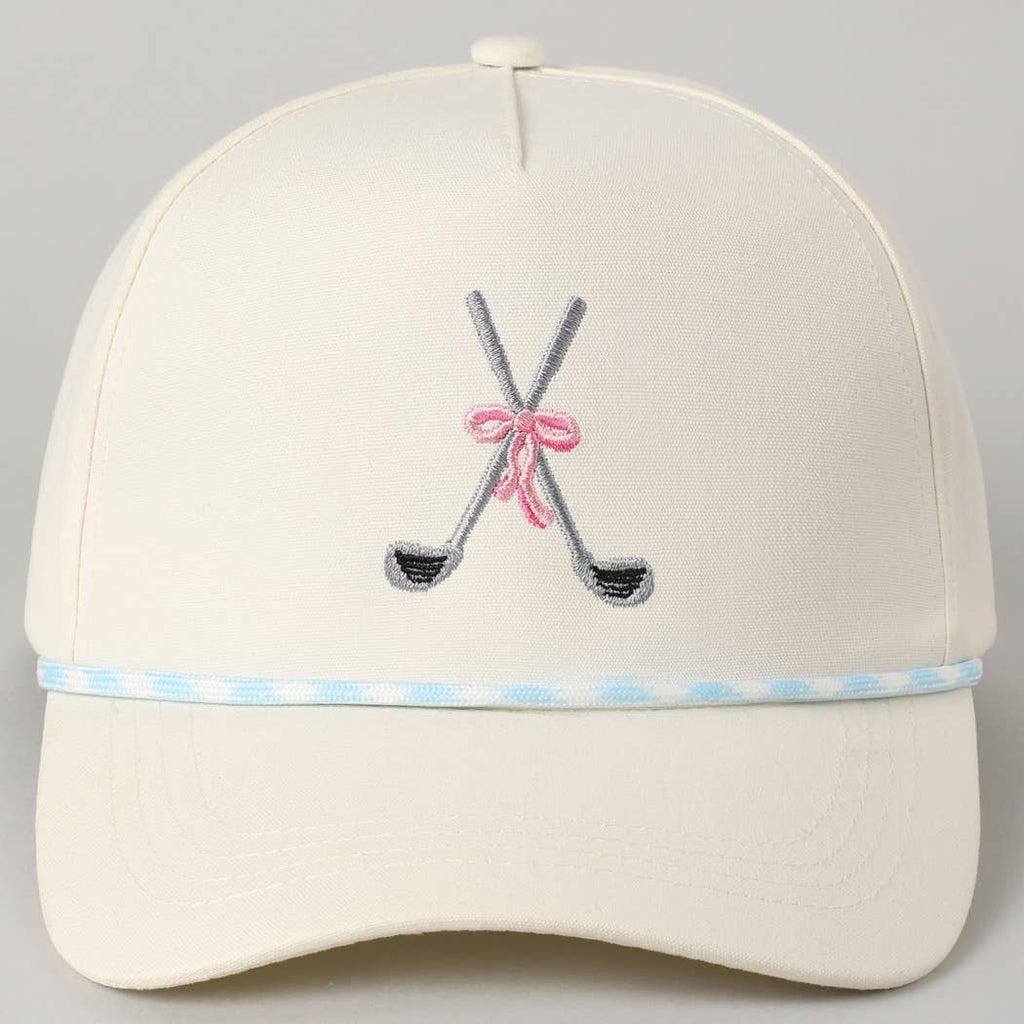 Golf Clubs with Ribbon Embroidered Trucker Hat: Green / ONE SIZE
