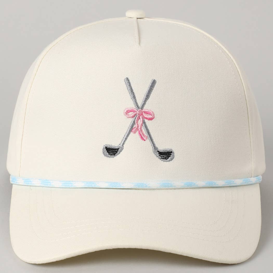 Golf Clubs with Ribbon Embroidered Trucker Hat: Green / ONE SIZE