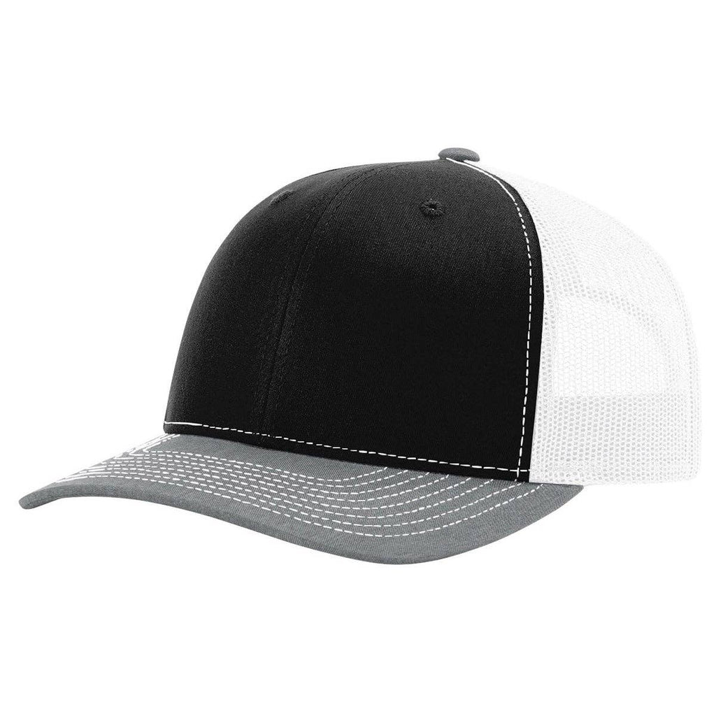 Richardson 112 Classic Premium Trucker Hat, Snapback Cap: Black/White
