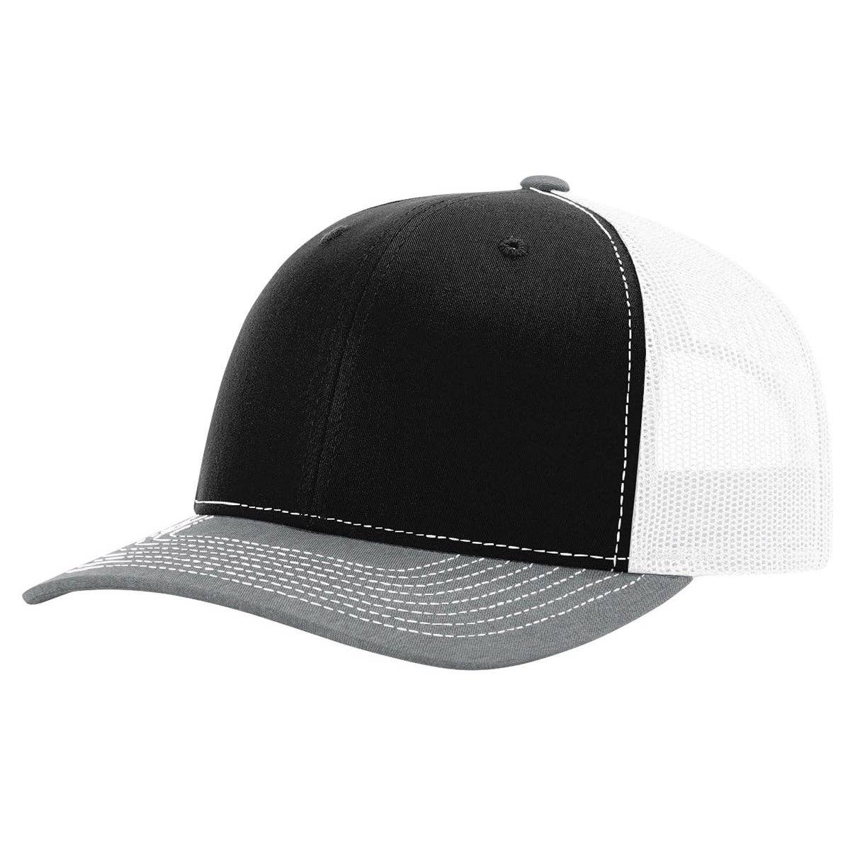 Richardson 112 Classic Premium Trucker Hat, Snapback Cap: Black