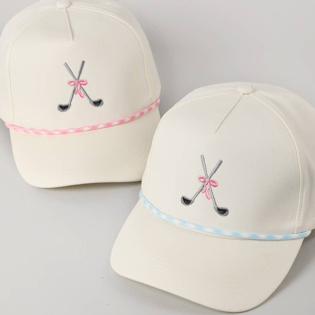 Golf Clubs with Ribbon Embroidered Trucker Hat: Green / ONE SIZE