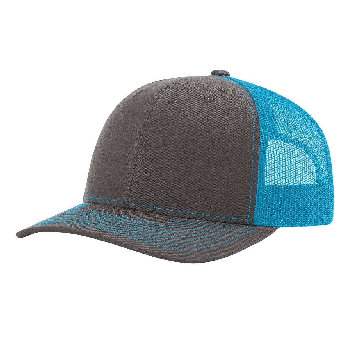 Richardson 112 Classic Premium Trucker Hat, Snapback Cap: Black/White