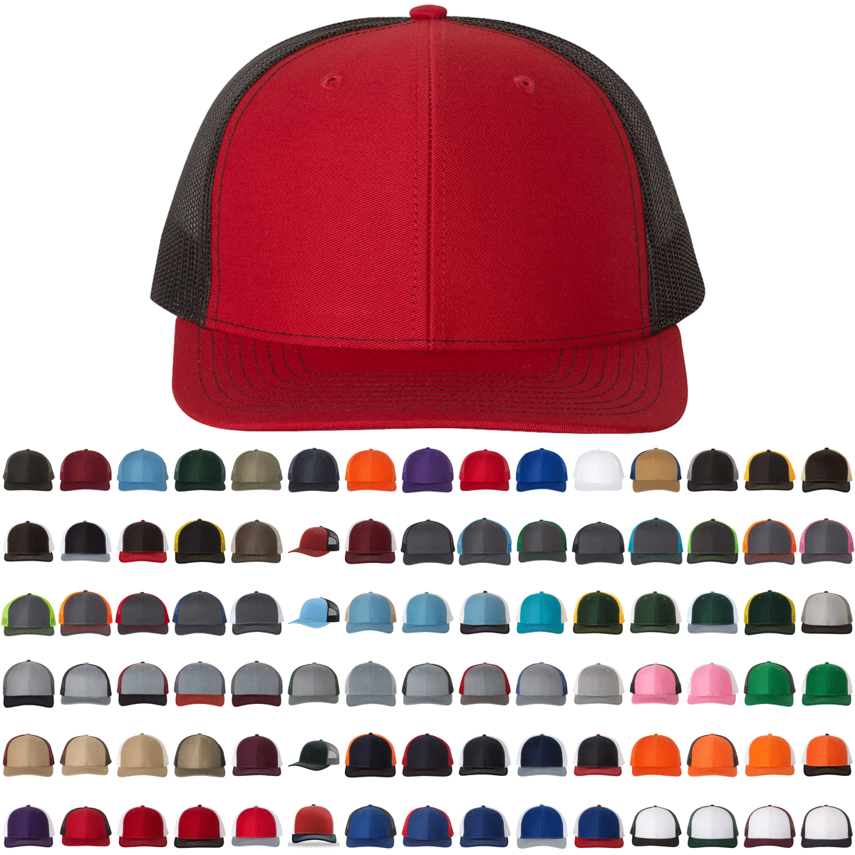 Richardson 112 Classic Premium Trucker Hat, Snapback Cap: Black
