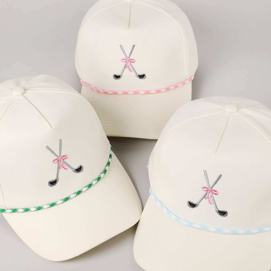 Golf Clubs with Ribbon Embroidered Trucker Hat: Green / ONE SIZE