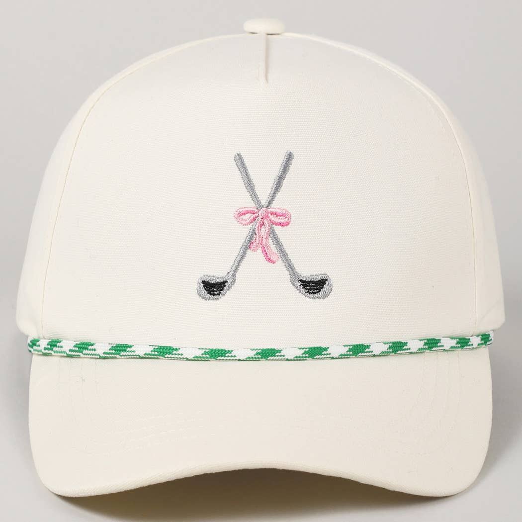 Golf Clubs with Ribbon Embroidered Trucker Hat: Green / ONE SIZE