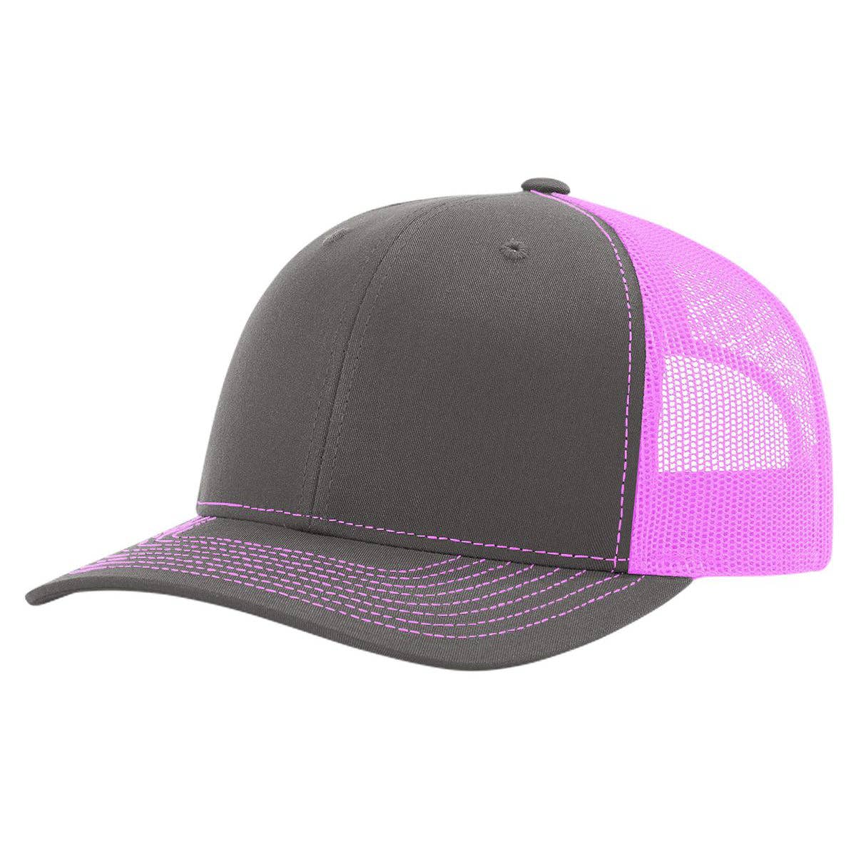Richardson 112 Classic Premium Trucker Hat, Snapback Cap: Black/White