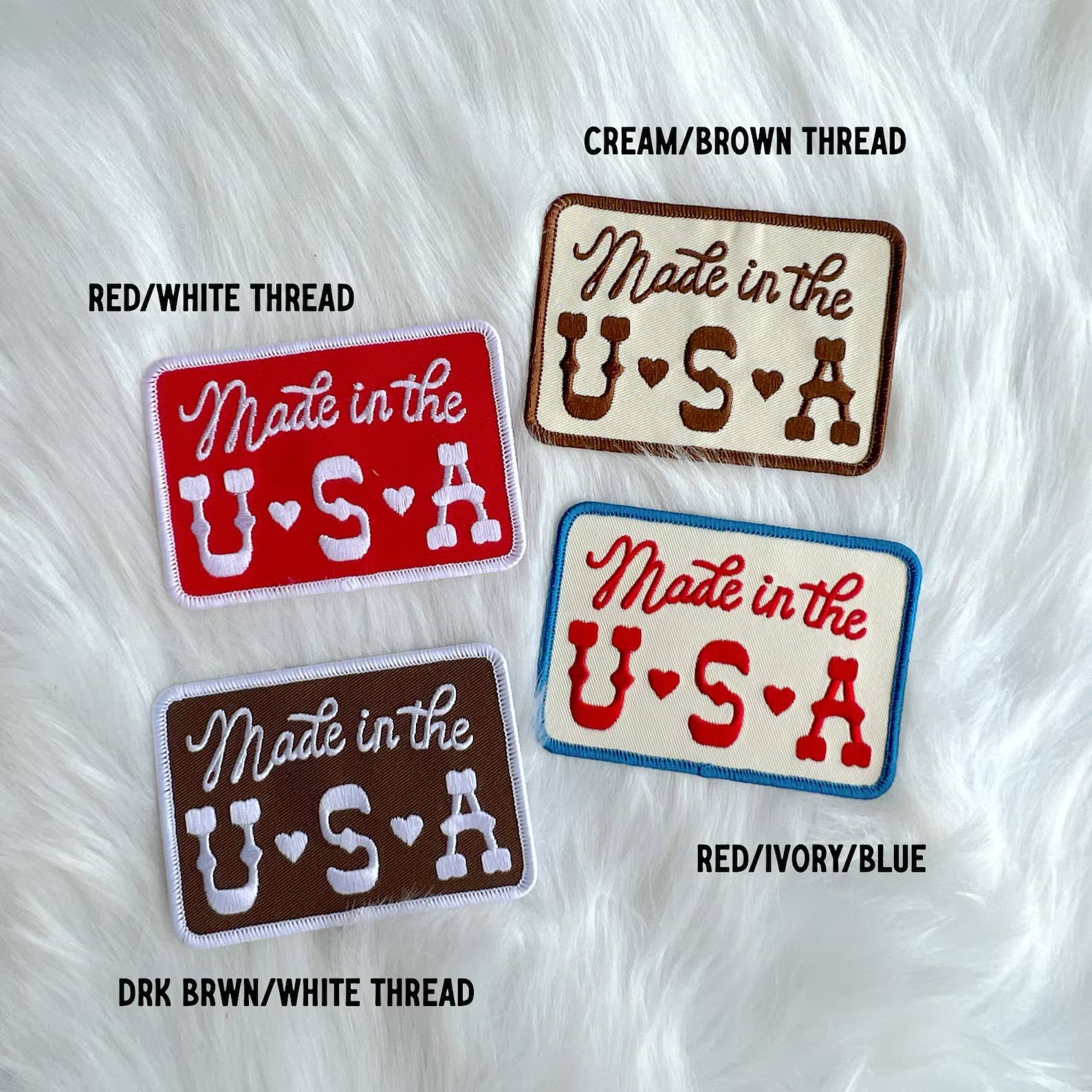 Made in the USA Patch Trucker Hat: White / White/Red Thread