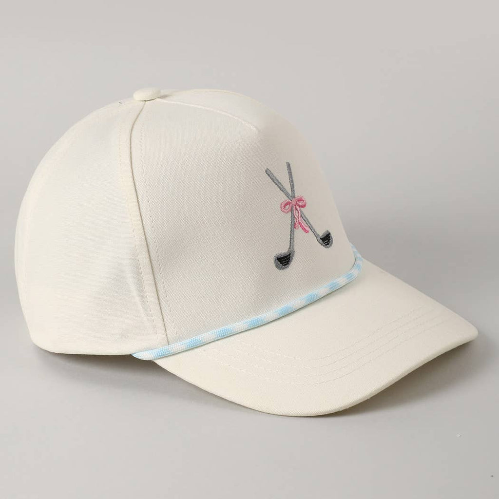 Golf Clubs with Ribbon Embroidered Trucker Hat: Green / ONE SIZE