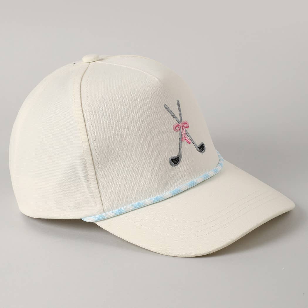 Golf Clubs with Ribbon Embroidered Trucker Hat: Green / ONE SIZE