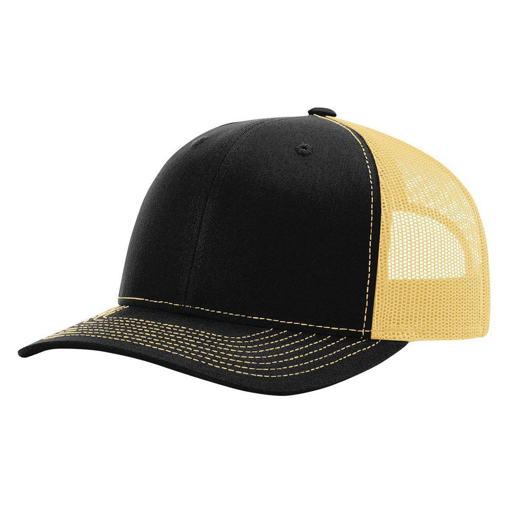 Richardson 112 Classic Premium Trucker Hat, Snapback Cap: Black/White