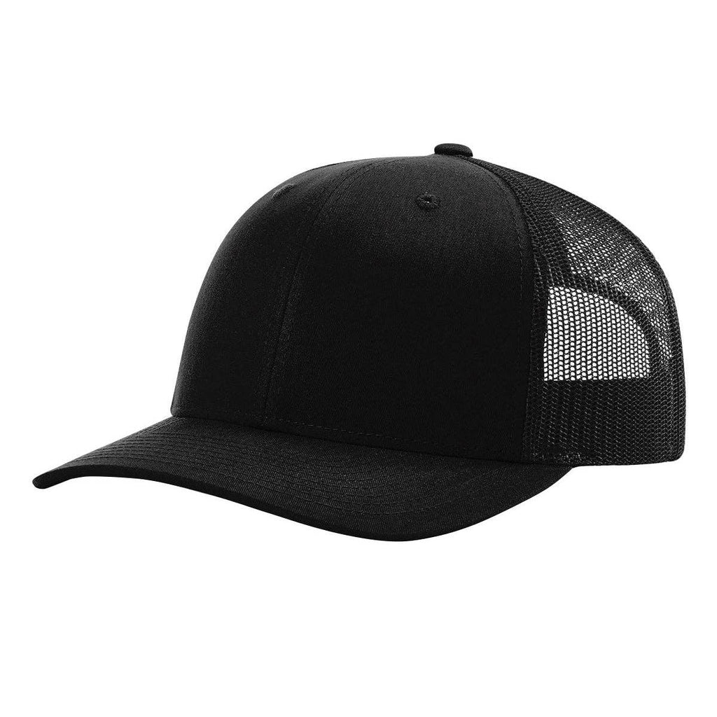 Richardson 112 Classic Premium Trucker Hat, Snapback Cap: Black/White