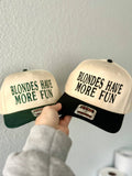Blondes have more fun Embroidered Hat: Natural/Red