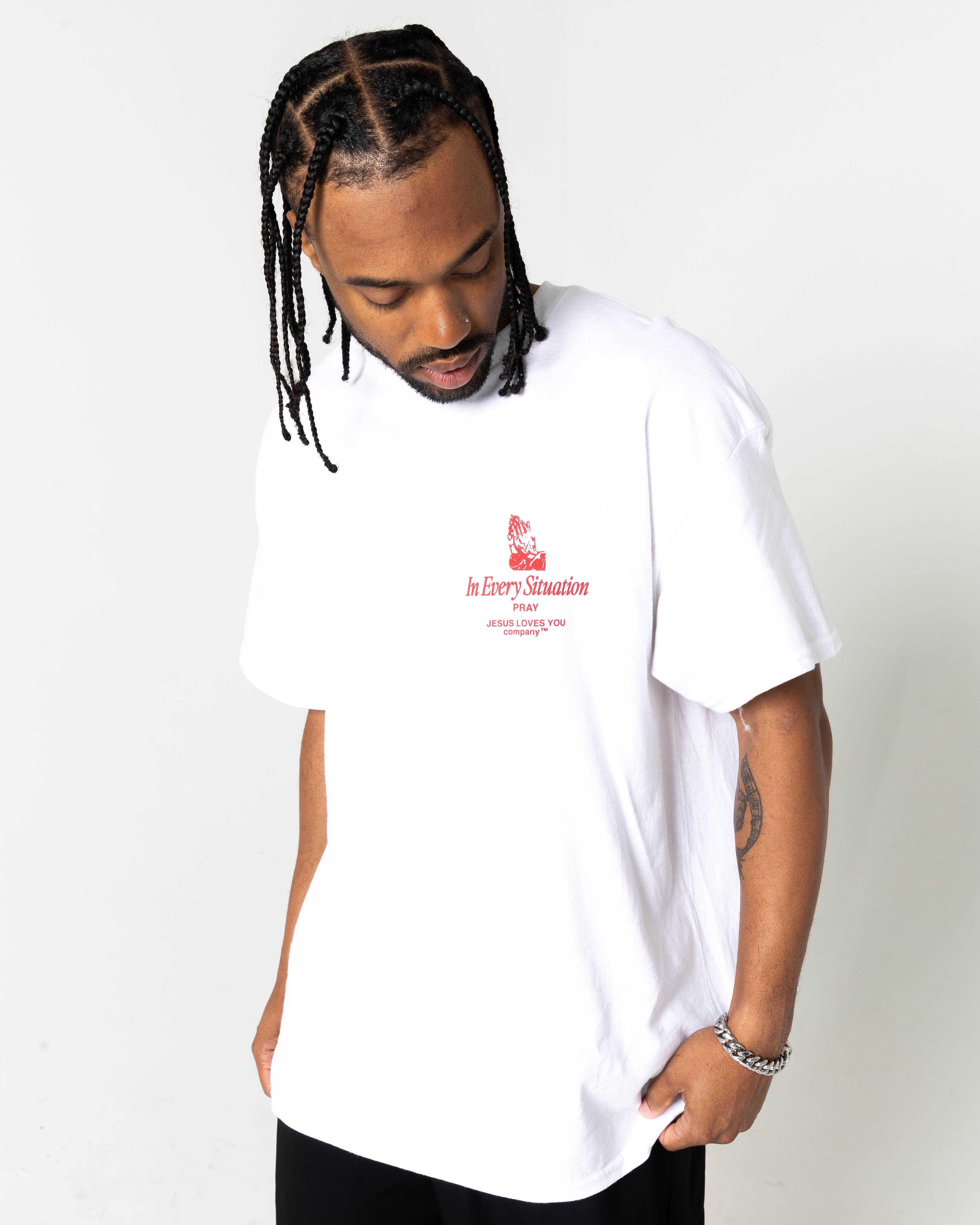"In Every Situation - Pray." Tee: M
