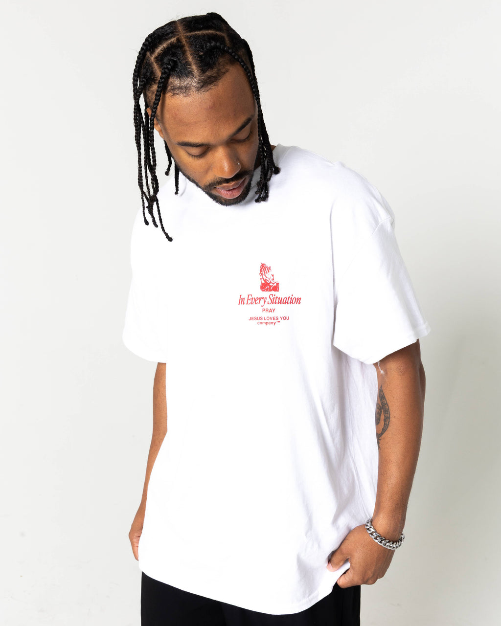 "In Every Situation - Pray." Tee: XL