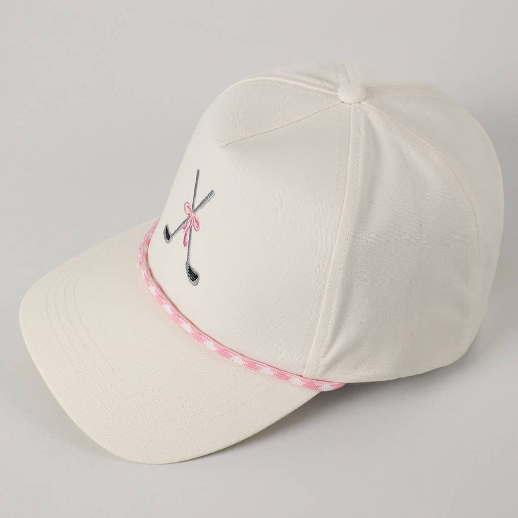Golf Clubs with Ribbon Embroidered Trucker Hat: Green / ONE SIZE